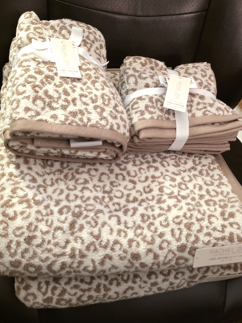 Rachel Zoe Leopard-Pattern Plush Throw & Wash Set - Taupe & Cream